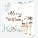 Aperturee - Aperturee Floral Deers Pine Leaves Xmas Tension Fabric Backdrop